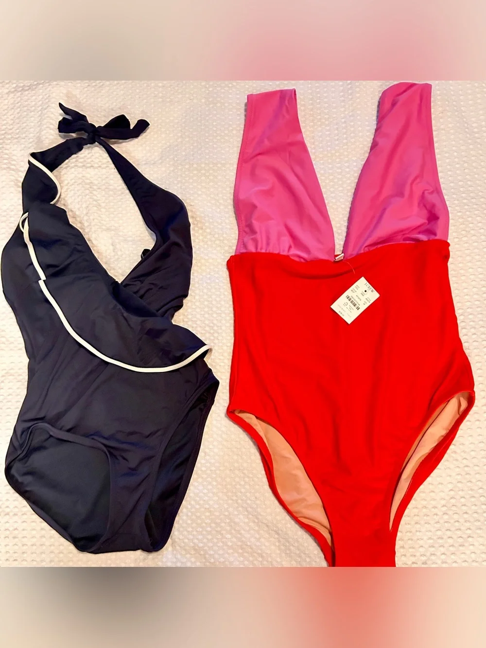 1-piece NWT Bundle! navy/whtW:8, Carmen Mark volvo,Pink/red J.Crew W: SzM.Swim!